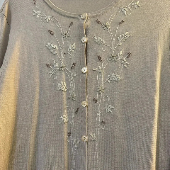 Silk Lore By Beth Terrell Long Sleeve 100% Silk Button Down Cardigans - Picture 2 of 6